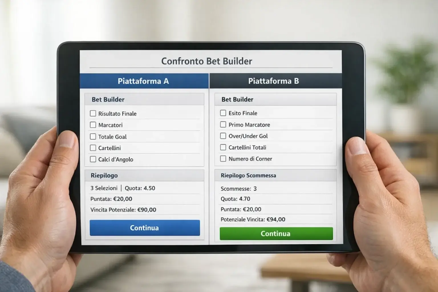 Confronto tra diverse piattaforme di scommesse su tablet
