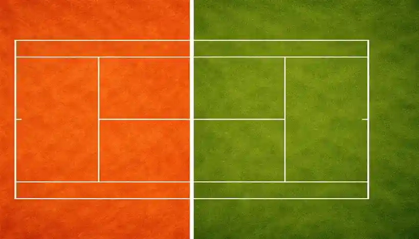 Vista aerea di un campo da tennis con diverse superfici visibili