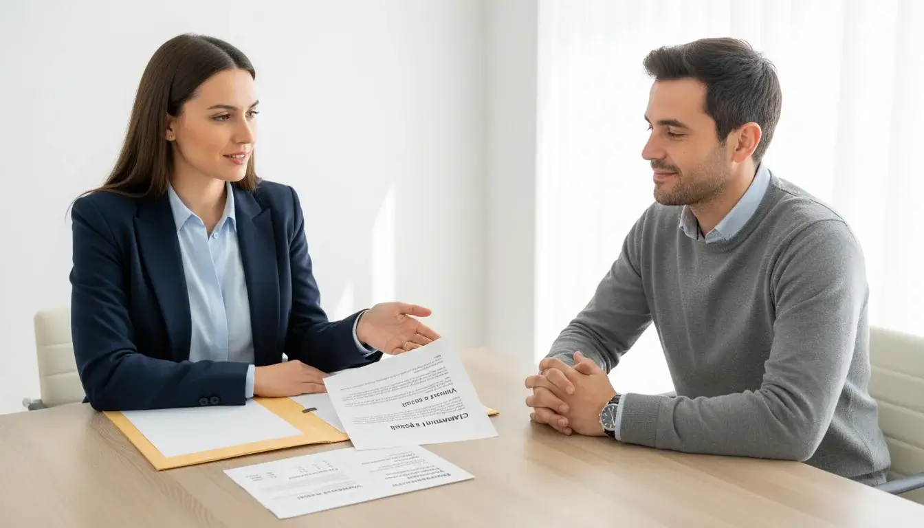 Professionista che fornisce consulenza fiscale in un ufficio moderno