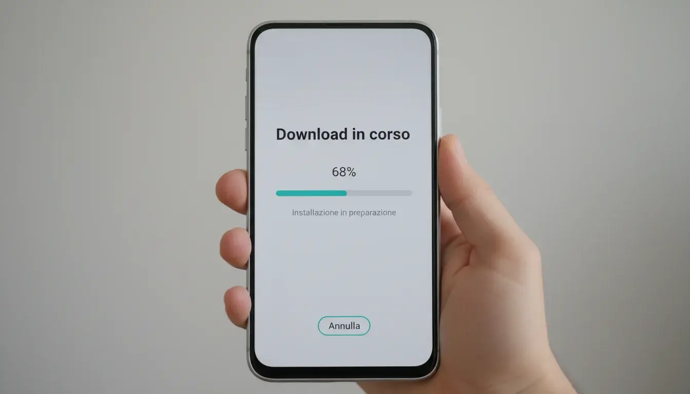 Smartphone che mostra il processo di download di un'applicazione