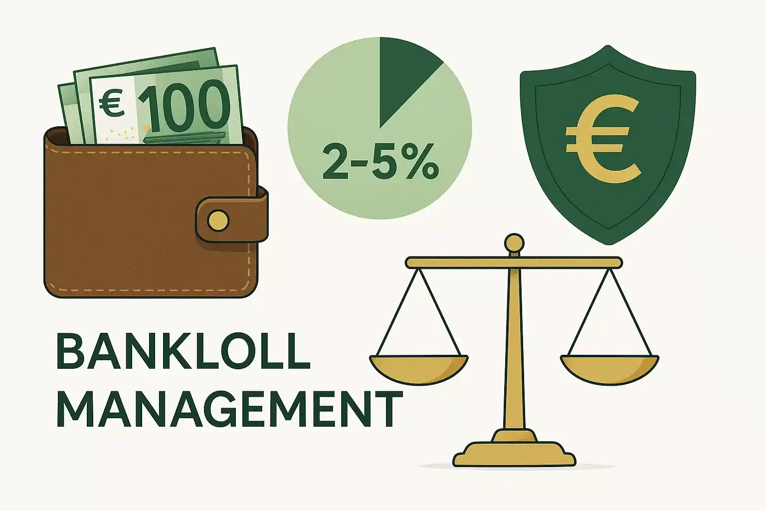 Illustrazione della gestione del bankroll nelle scommesse - bilancio, percentuali e protezione del capitale