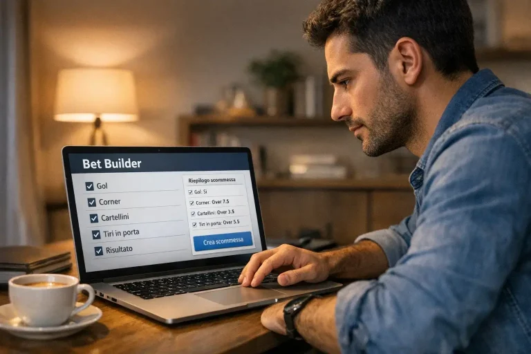 Persona che personalizza una scommessa su un'interfaccia digitale