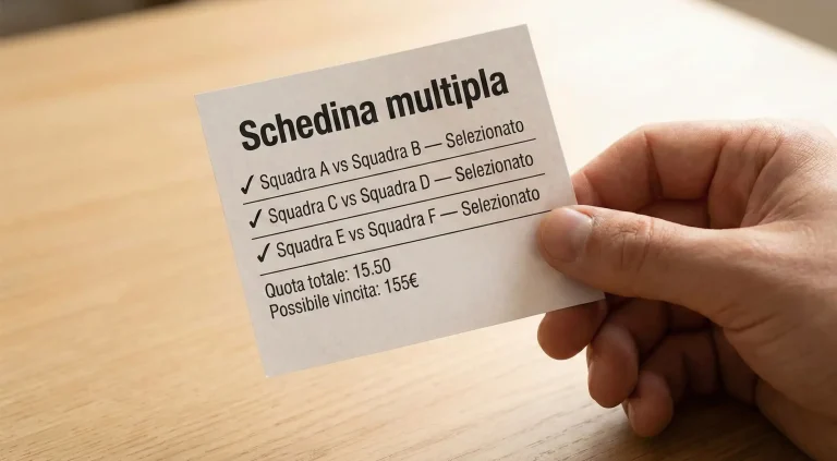 Schedina di scommesse con più partite selezionate