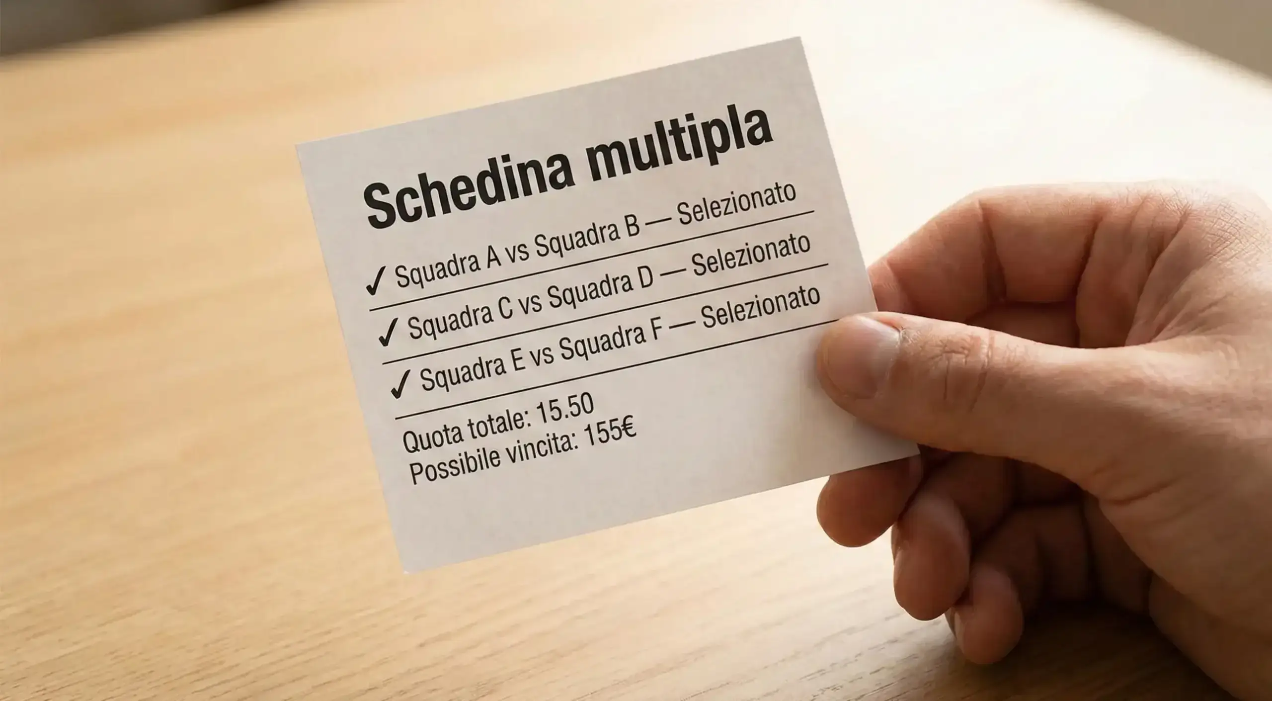 Schedina di scommesse con più partite selezionate