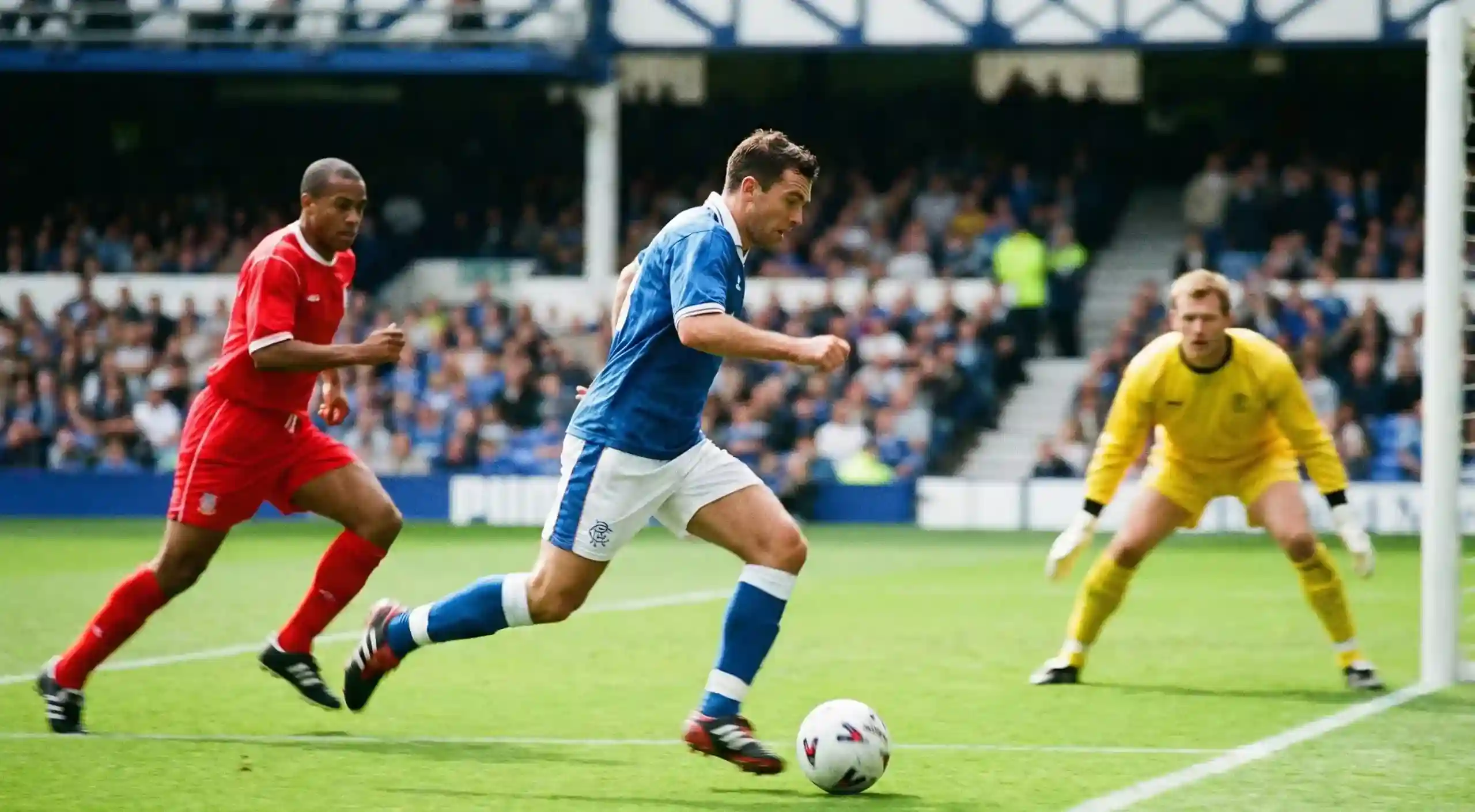 Azione di gioco durante una partita di calcio con attaccante verso la porta