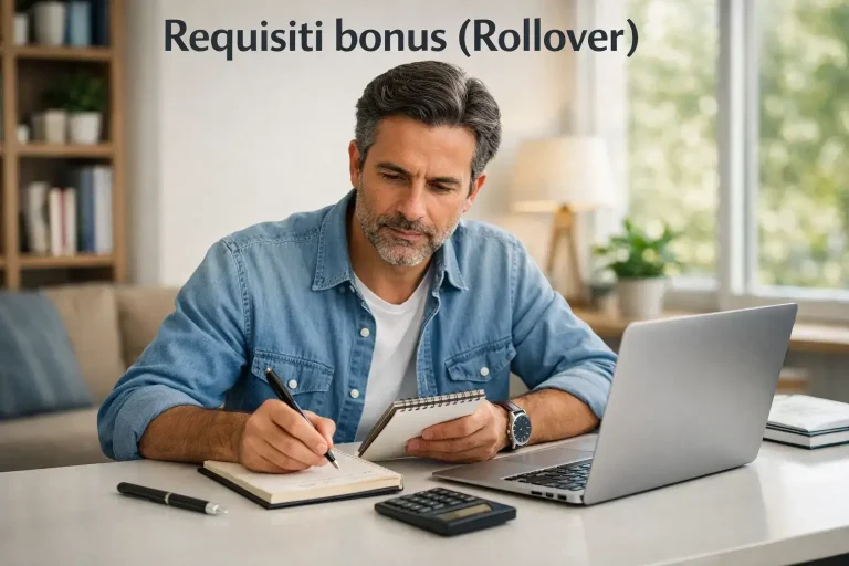 Persona che calcola i requisiti di un bonus su carta e computer