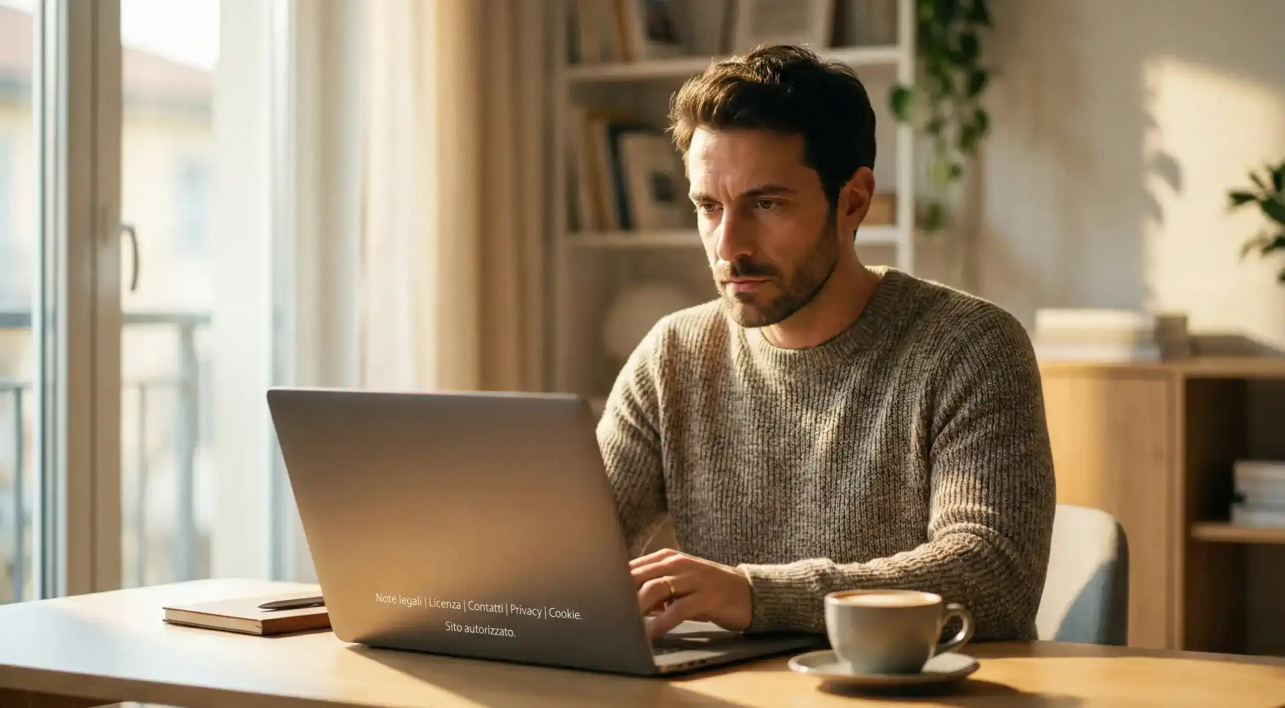 Persona che verifica la legalità di un sito di scommesse al computer