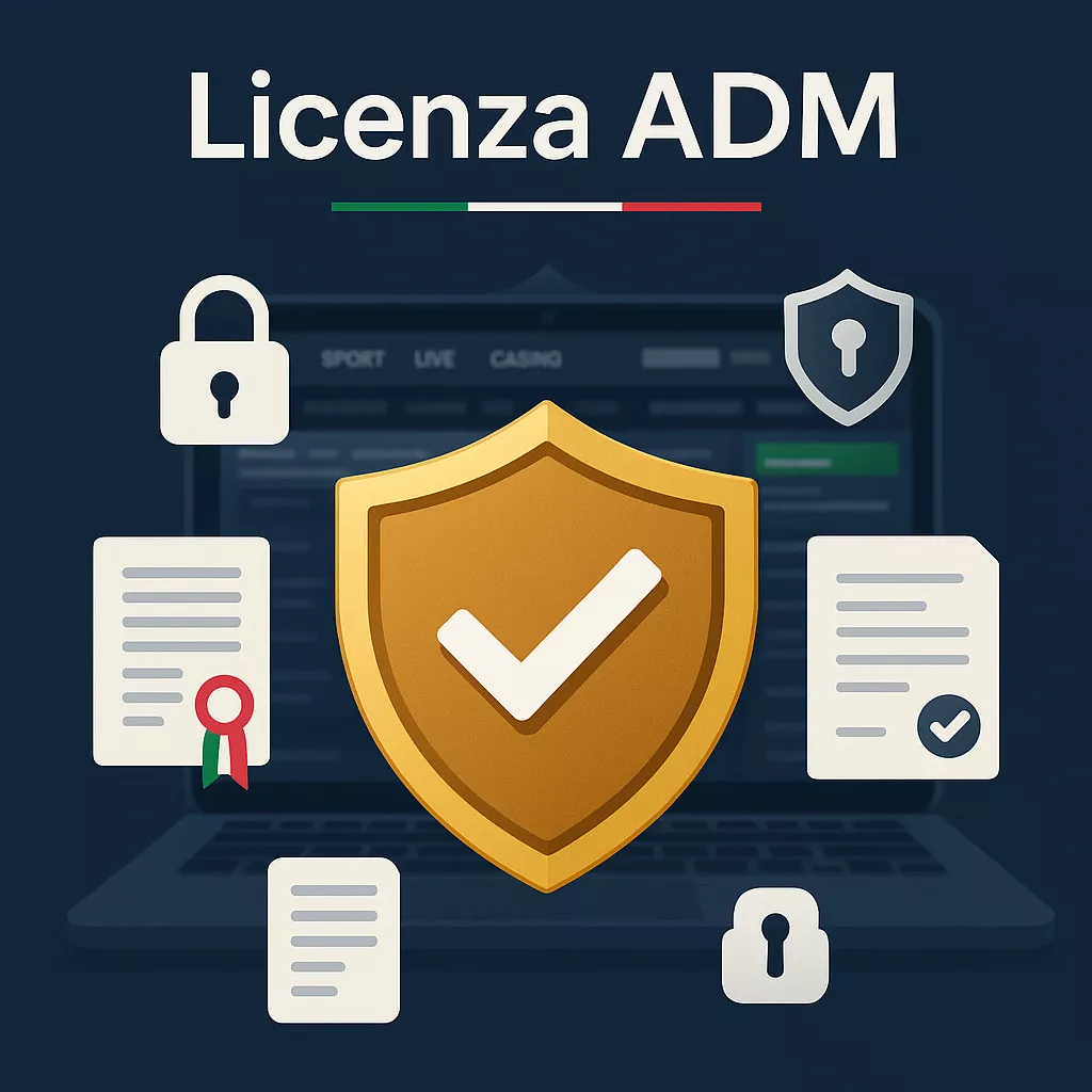 Licenza ADM per bookmaker in Italia: simbolo di sicurezza e autorizzazione governativa per le scommesse online