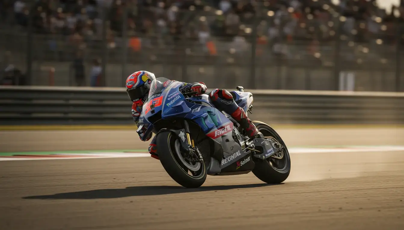 Moto da corsa MotoGP in piega durante una curva