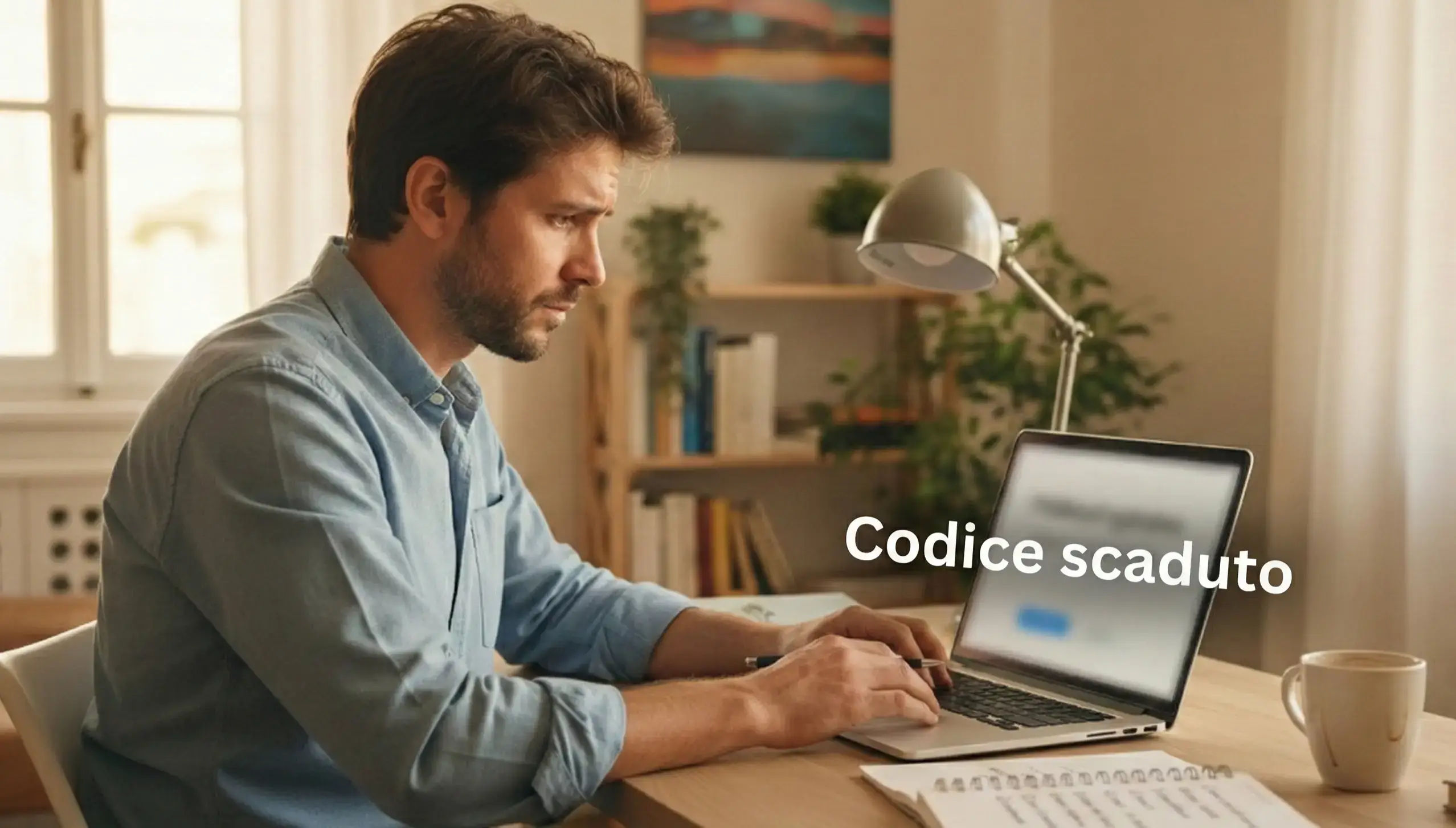 Persona che risolve un problema tecnico al computer con espressione concentrata