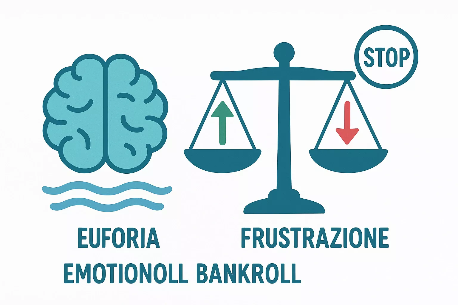 Illustrazione del controllo emotivo nelle scommesse con bilancia tra euforia e frustrazione