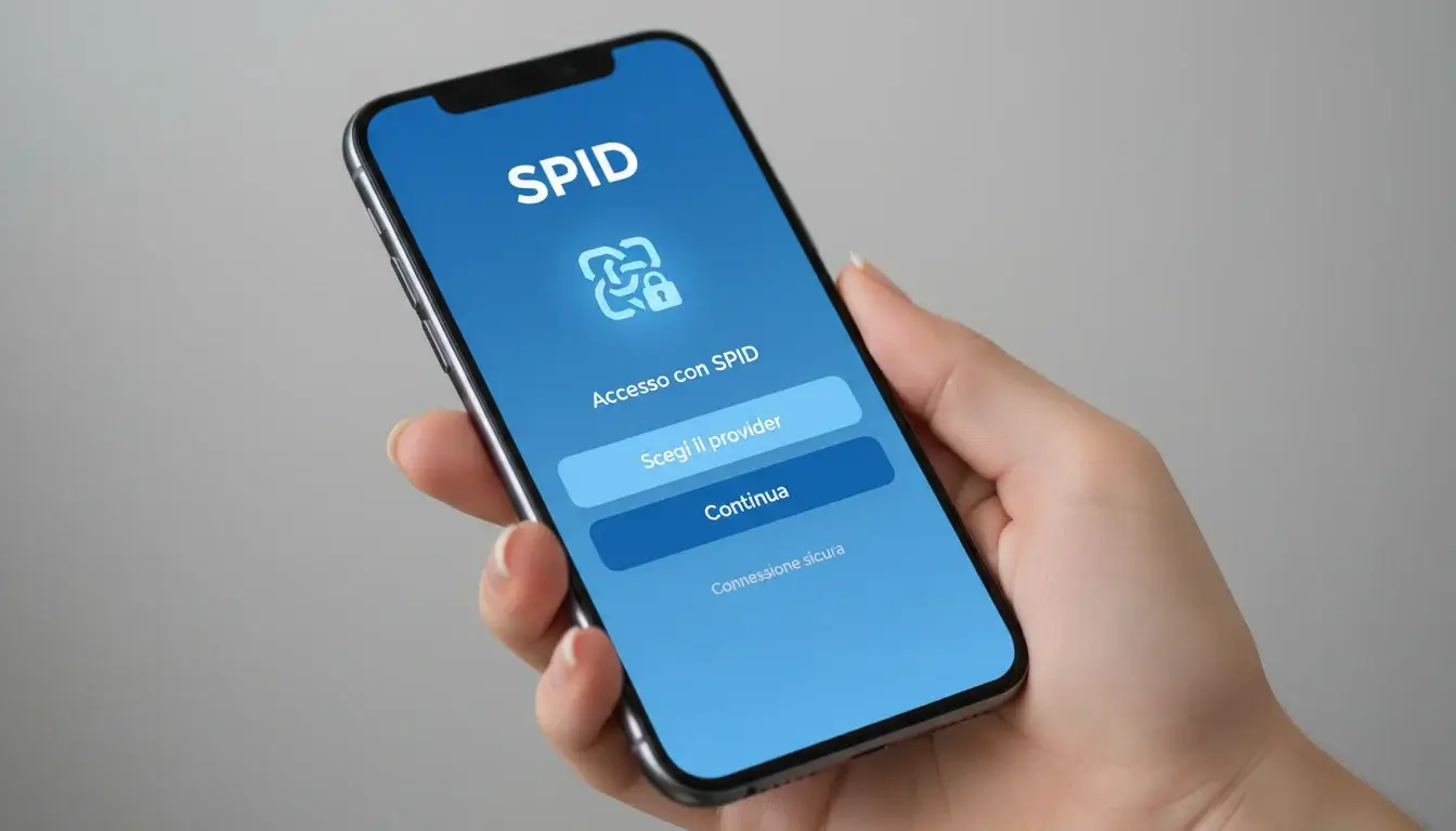 Smartphone che mostra l'autenticazione SPID