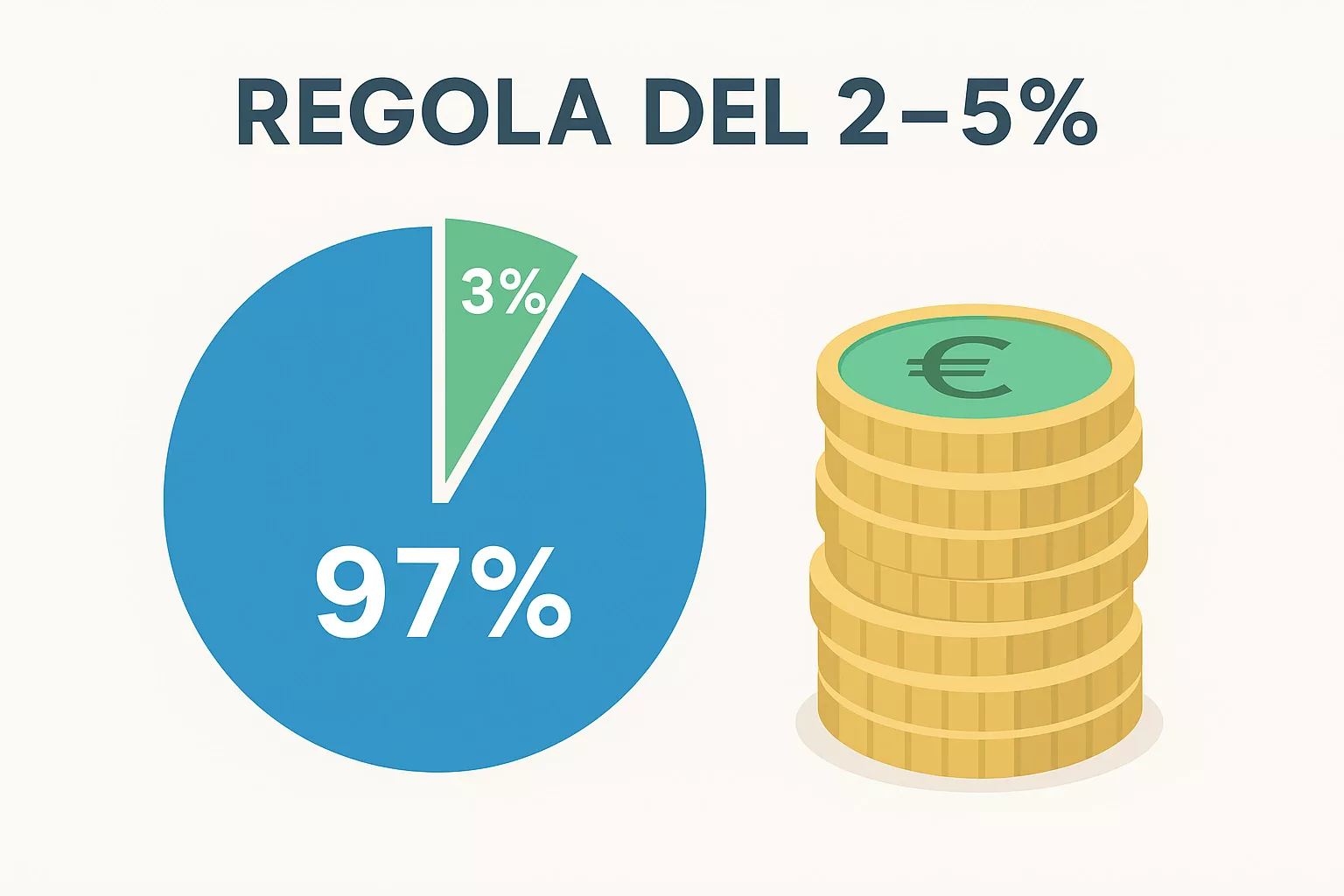 Grafico a torta che illustra la regola del 2-5% per le puntate sul bankroll