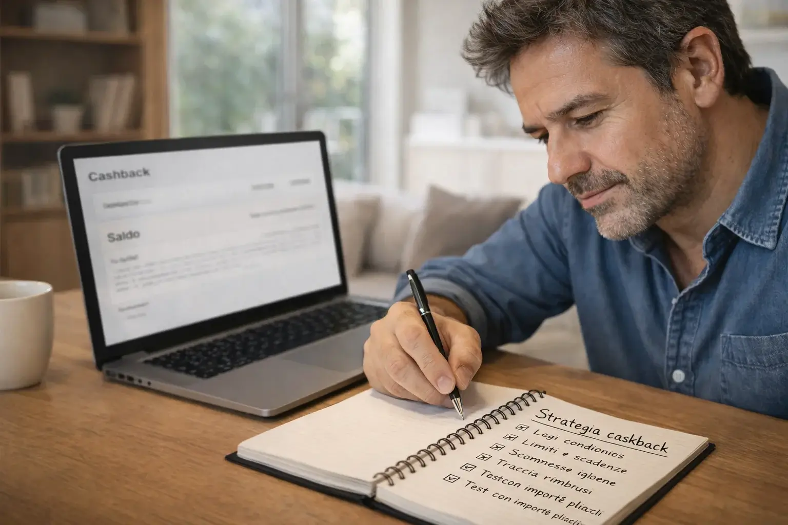 Persona che pianifica le proprie scommesse per ottimizzare il cashback