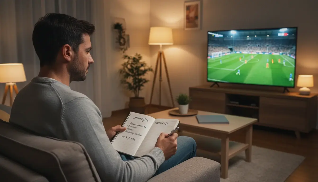 Persona che analizza una partita di calcio prendendo appunti