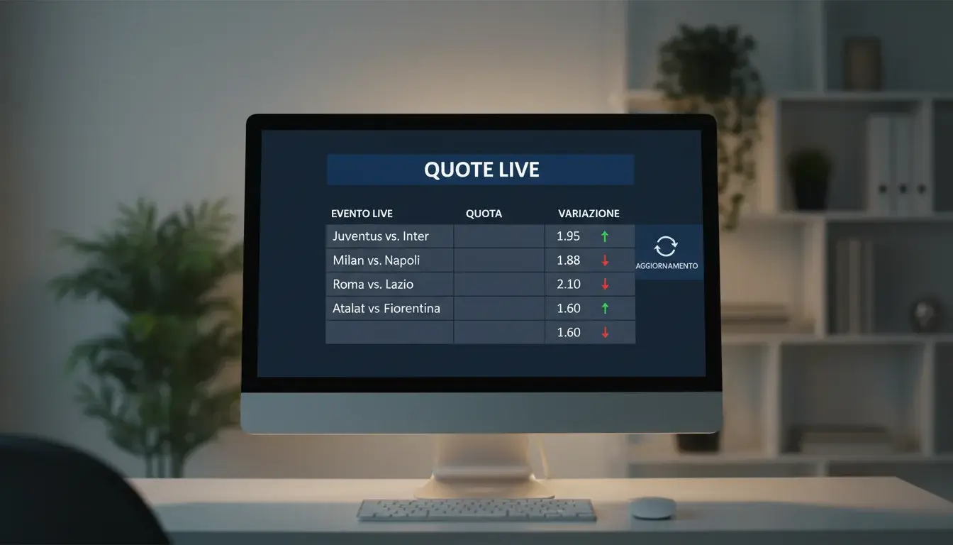 Schermo che mostra l'andamento delle quote in tempo reale